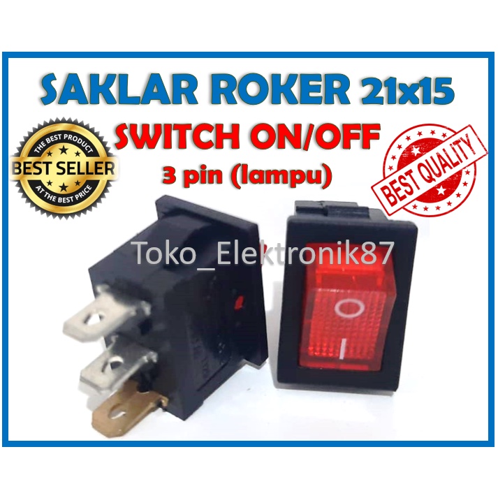 Jual Saklar Roker 3Pin 21x15 Merah Switch On/Off (Lampu) | Shopee Indonesia