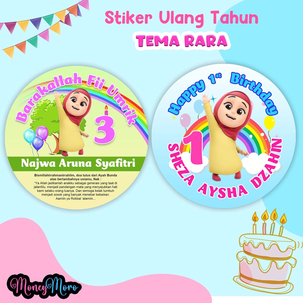 Jual MoneyMoro Stiker Birthday Tema Rara / Stiker Ultah Anak / Stiker ...