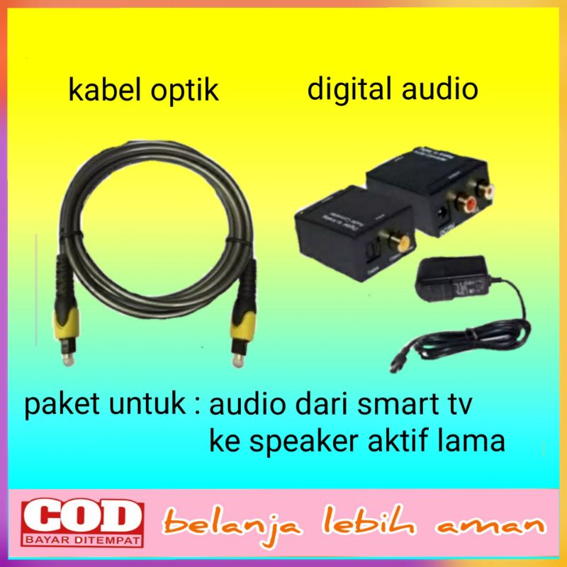 audio dari smart tv ke speaker aktif converter audio digital kabel  toslink kabel optik