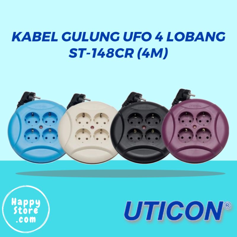 Jual Kabel Roll Uticon 4 Lubang 4 Meter Mini Cable Roll UFO Model Bulat ...