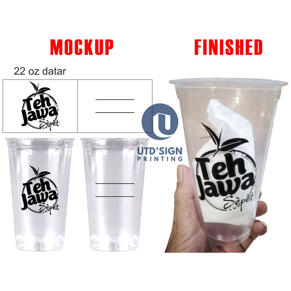 Jual Sablon Gelas Cup Plastik 22oz Datar Custom Logo Shopee Indonesia 0830