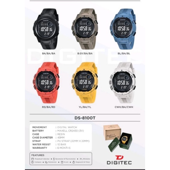 Jual jam tangan outdoor digitec ds 8100 t ds8100t barometer altimeter