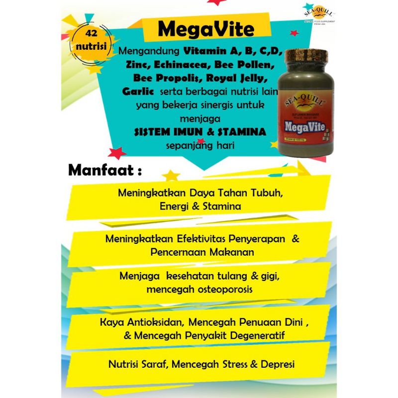 Jual SEA-QUILL MEGAVITE ISI 30/60 TABLET / MULTIVITAMIN MINERAL ...
