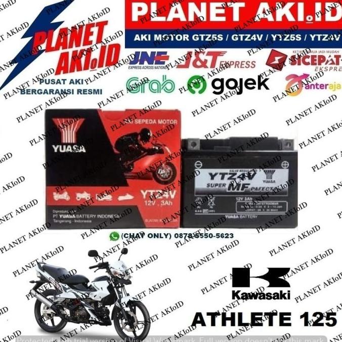 Jual Aki Motor Kawasaki Athlete 125 YTZ4V YUASA Accu Kering MF