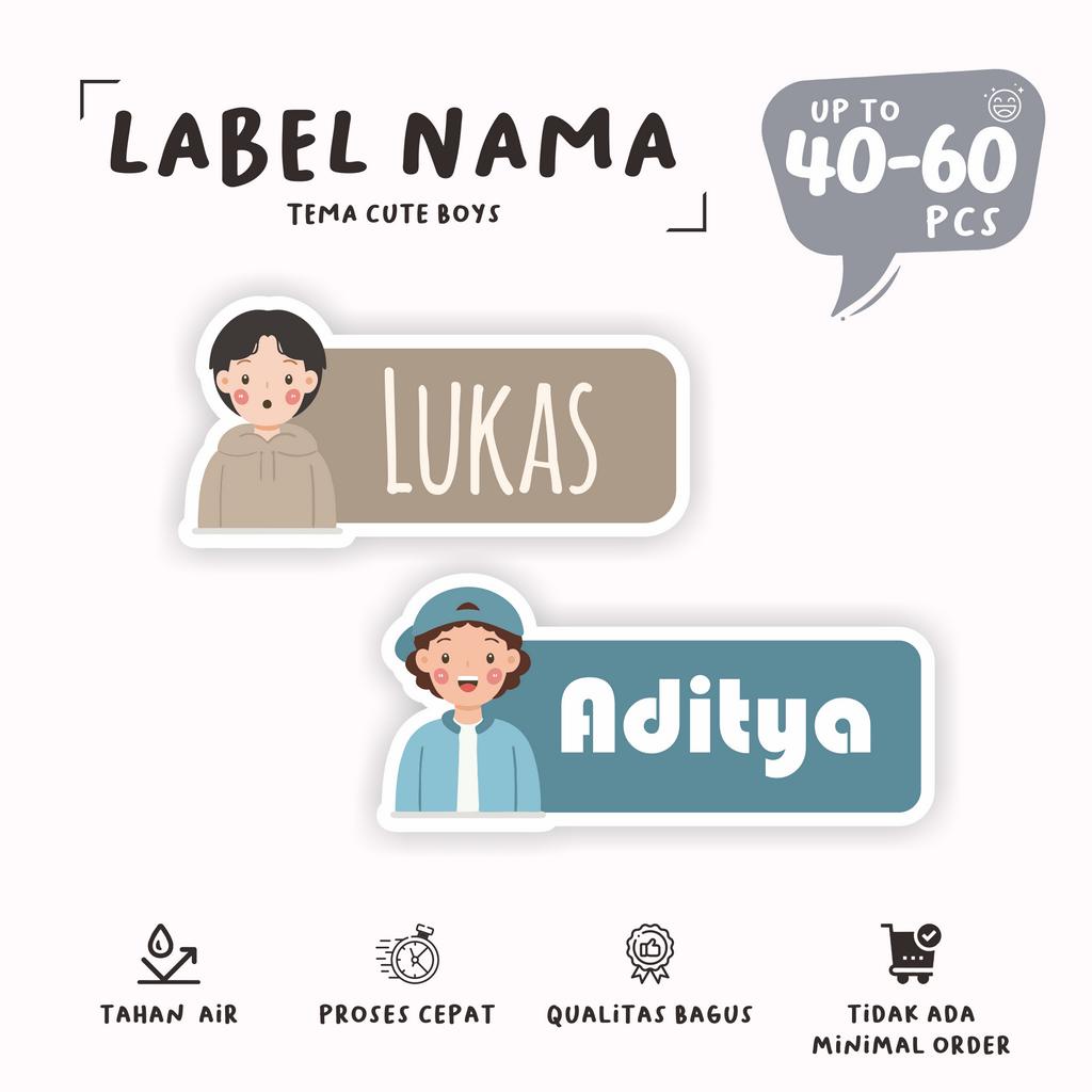 Jual (40 - 60 pcs)murah custom stiker nama LAKI-LAKI|stiker lucu/anti ...