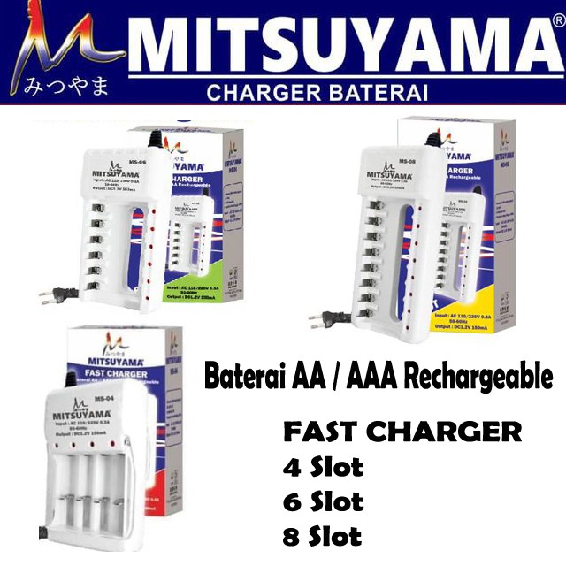 Jual Charger Baterai AA / AAA Mitsuyama Fast Charger | Shopee Indonesia