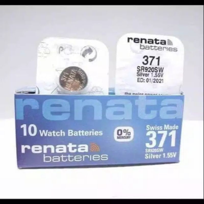 10 Batterie Orologio Renata 371 (SR920SW) - Ossido D'Argento Made In Switzerland