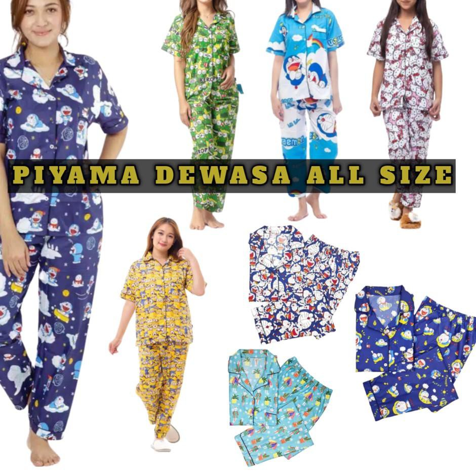 Jual Terbatas>>-889 Piyama Dewasa CP Karakter Doraemon/Minion/Hello ...