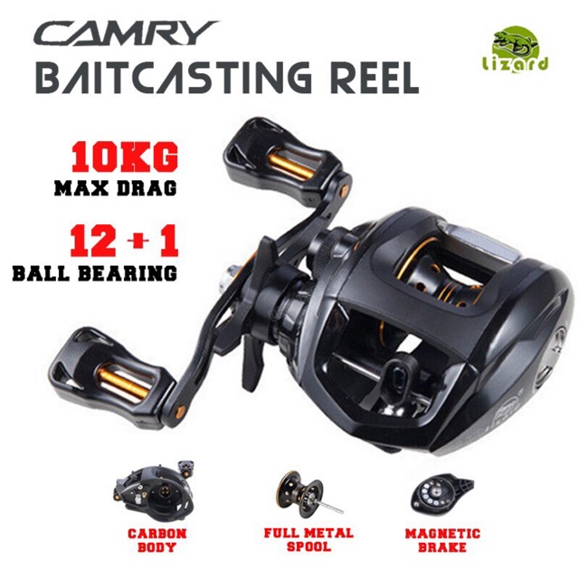 Jual Reel BC CAMRY LIZARD 12+1 ball bearing max drag 10 Kg