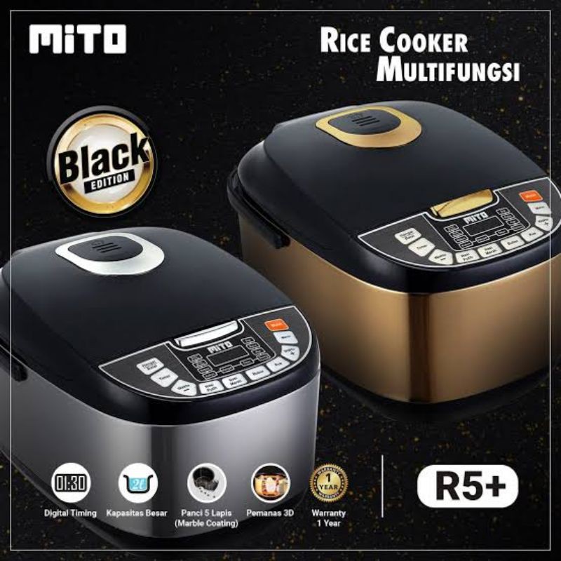 Jual MAGIC COM RICE COOKER DIGITAL MITOCHIBA MITO R5 BLACK EDITION 2