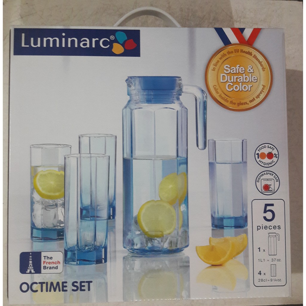 Jual Luminarc Octime Set Teko Gelas Kaca Beling Cantik Mewah Jug Glass Set Minum Drink 6583