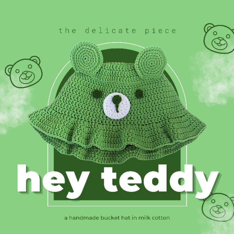 Jual Hey Teddy Crochet Bucket Hat / Topi Rajut Motif Beruang Teddy Bear ...