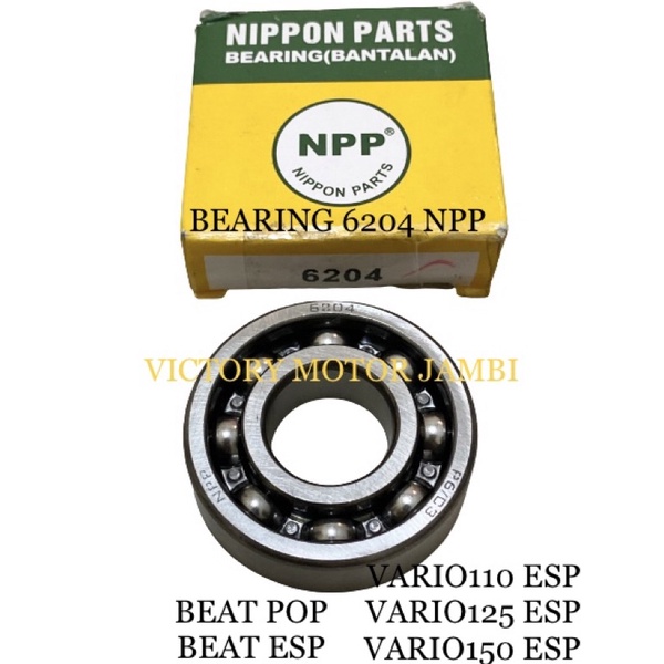 Jual KLAHAR LAHER BEARING 6204 NPP NIPPON PARTS | Shopee Indonesia