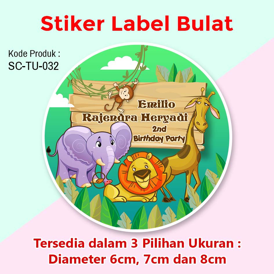 Jual STIKER LABEL ULANG TAHUN ANAK TUMPENG MINI SOUVENIR HEWAN RIMBA ...