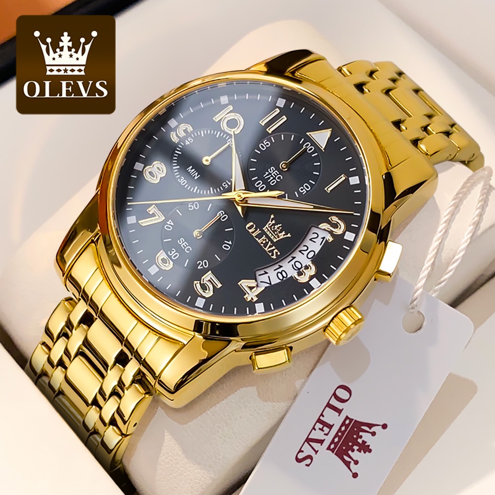 Jual OLEVS Jam Tangan Pria Anti Air Original Cowok Terbaru Tahan Luxury ...