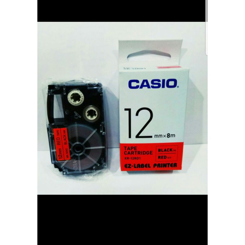 Jual original Casio ezlabel printer tape cartridge 12mm 12 mm black on