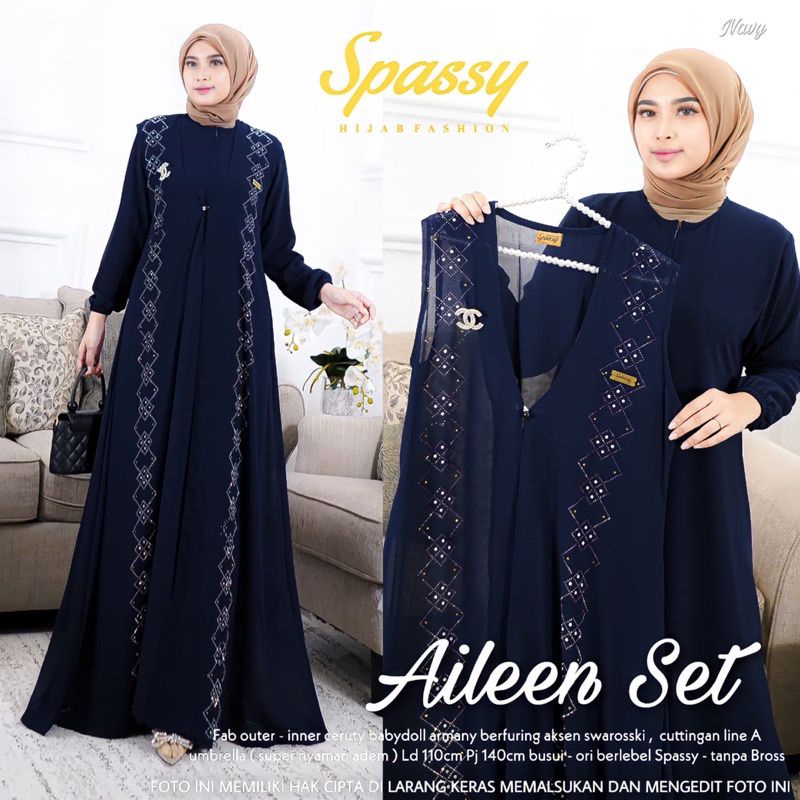 Jual Aileen Set Gamis Wanita Swarovski Standart Dan Jumbo | Shopee ...