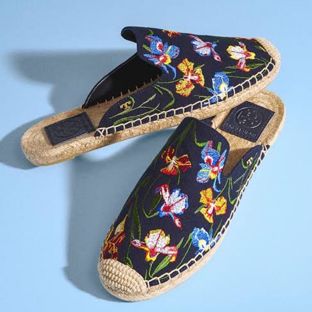 Jual Tory Burch Max Embroidered Espadrille Slides Shopee Indonesia