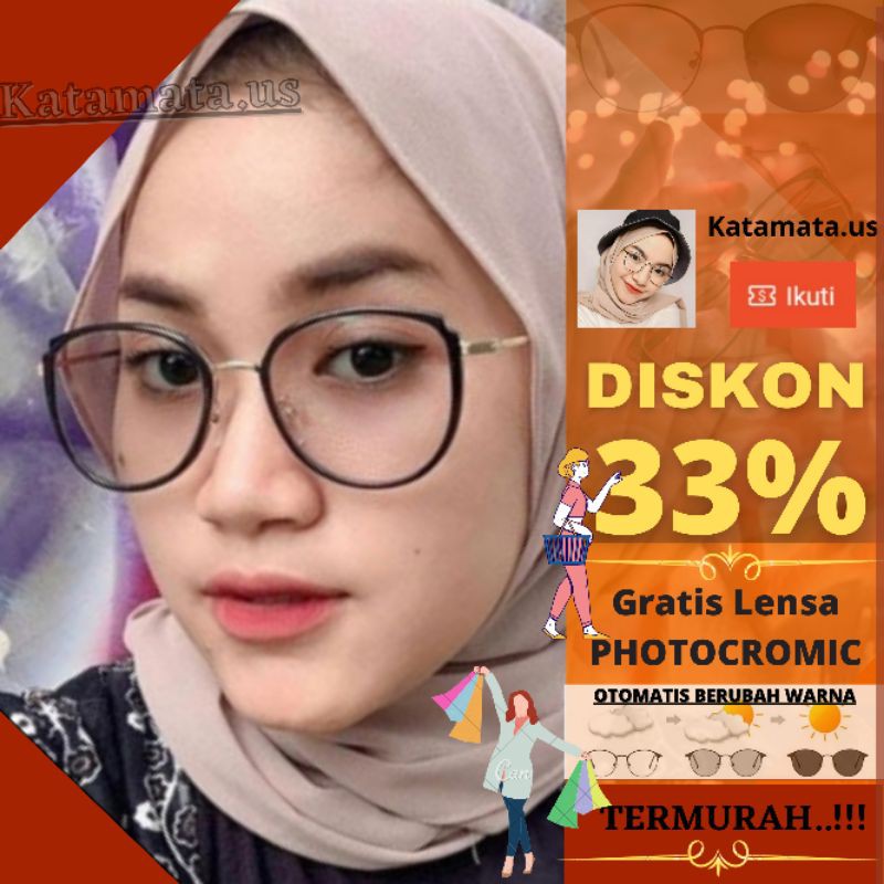 Jual Frame Kacamata Photocromic Wanita Lensa Anti Radiasi Uv Kaca Mata