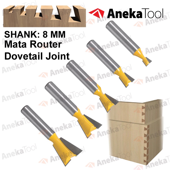 Jual Mata Profil Router Dovetail Joint Shank 8mm Woodworking Kayu ...