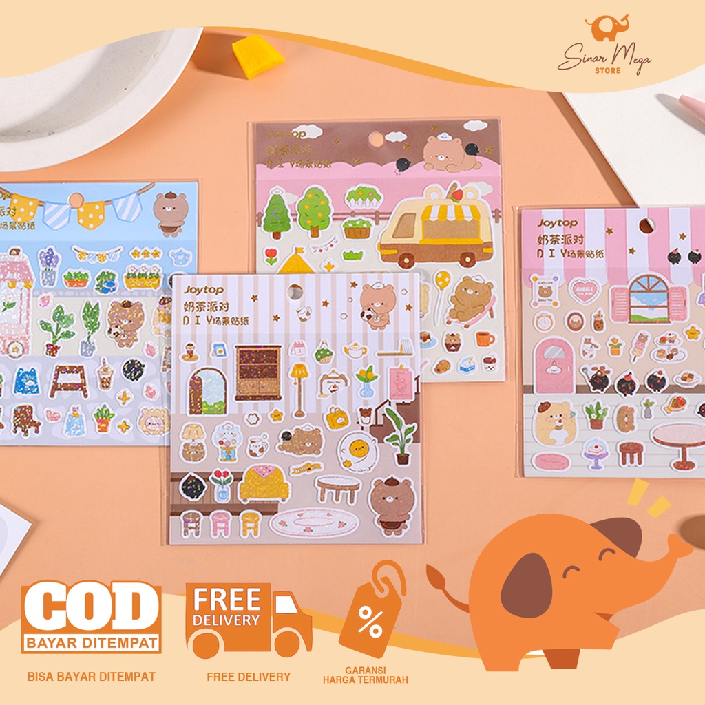 Jual Milk Tea Party Diary Deco Stickers / Sticker Stiker Motif Gambar ...