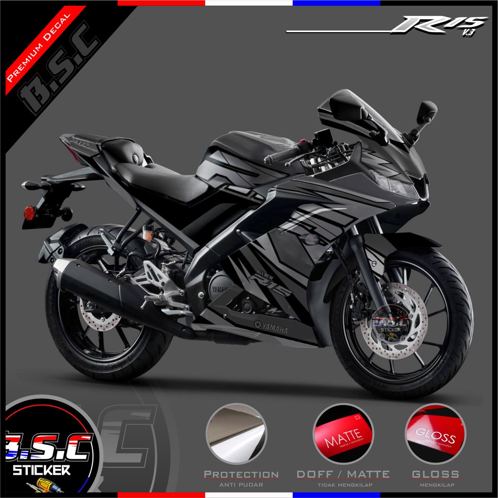 Jual Sticker Decal R15 V3 LED Motif Racing Crash Black | Shopee Indonesia