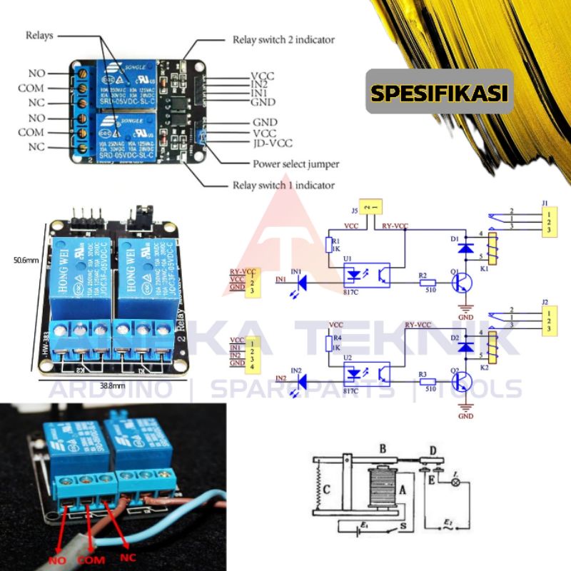 Jual Relay Module 2 Channel DC 5V/12V | Shopee Indonesia