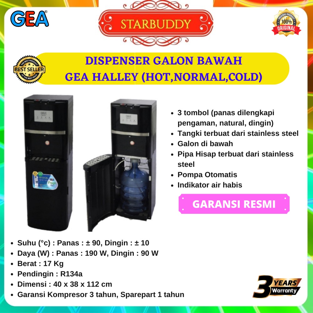 Jual Dispenser Galon Bawah Gea Halley Low Watt Jabodetabek Shopee Indonesia 8417