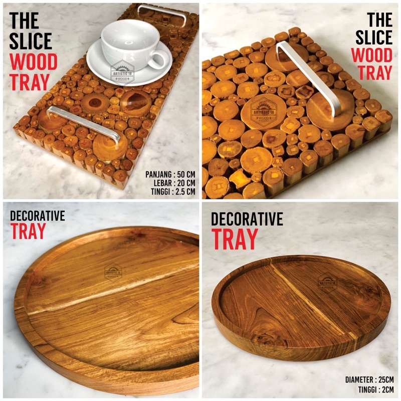 Jual Artistic Tray Wood Slice Solid Aesthetic Nampan Kayu Tray Kayu Nampan Bulat Shopee