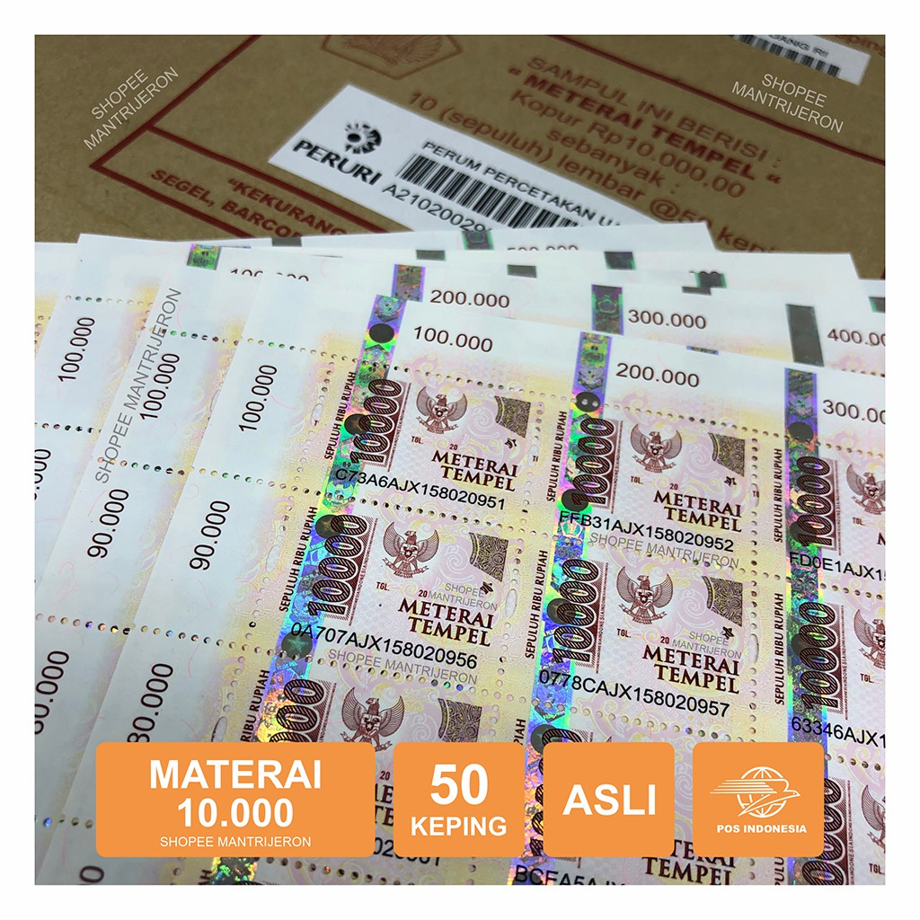 Jual Materai 10000 Meterai Tempel 10.000 Sepuluh Ribu Rupiah Asli ...