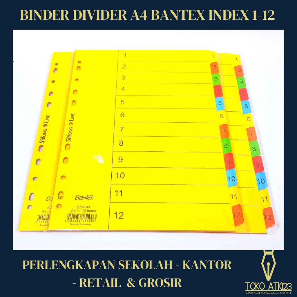 Jual Binder Divider / Pembatas Binder Ukuran A4 Merk Bantex Index 112