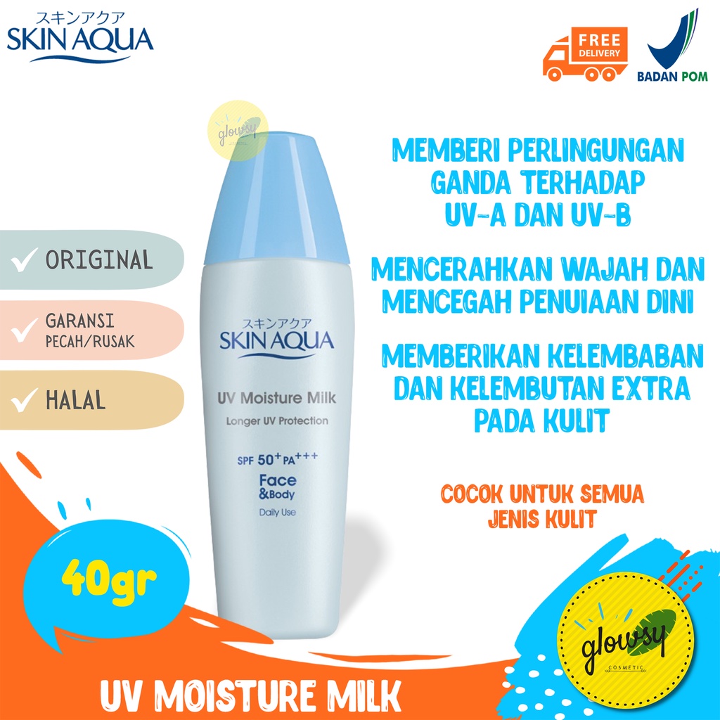 Jual SUNSCREEN SKIN AQUA SPF 50 UV MOISTURE MILK 40g SUNBLOCK SKIN AQUA ...