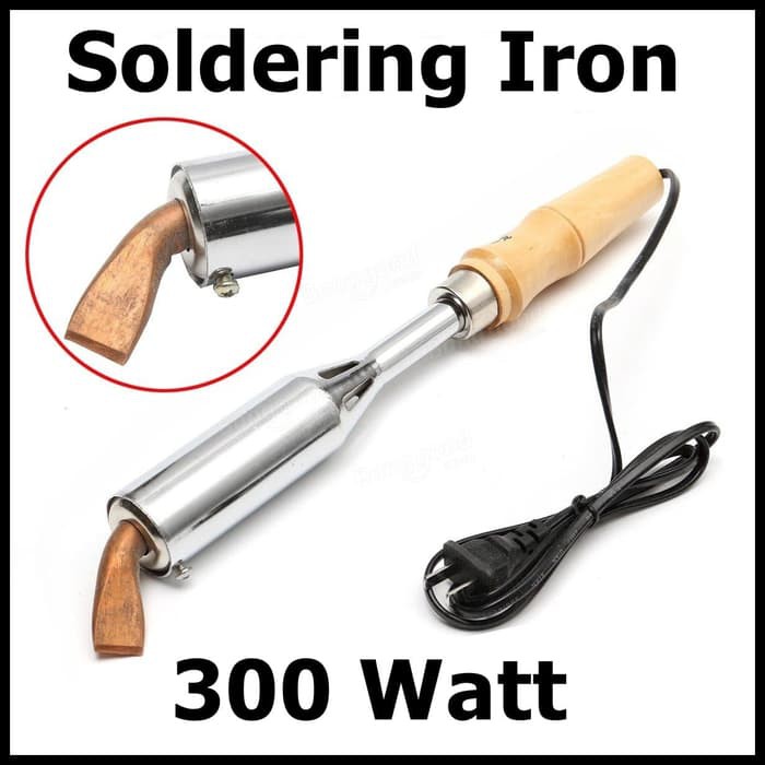 Jual Solder Listrik 300W Gagang Kayu 300 Watt Soldering Iron Alat Patri ...