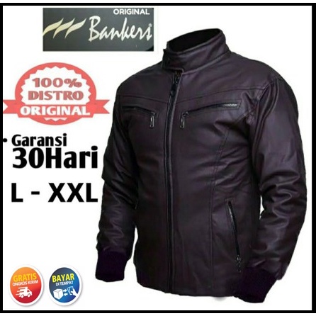 Jual Jaket Kulit Pria Terbaru Jacket Touring Semi Kulit Premium Original Bankers Ukuran L Xl Xxl