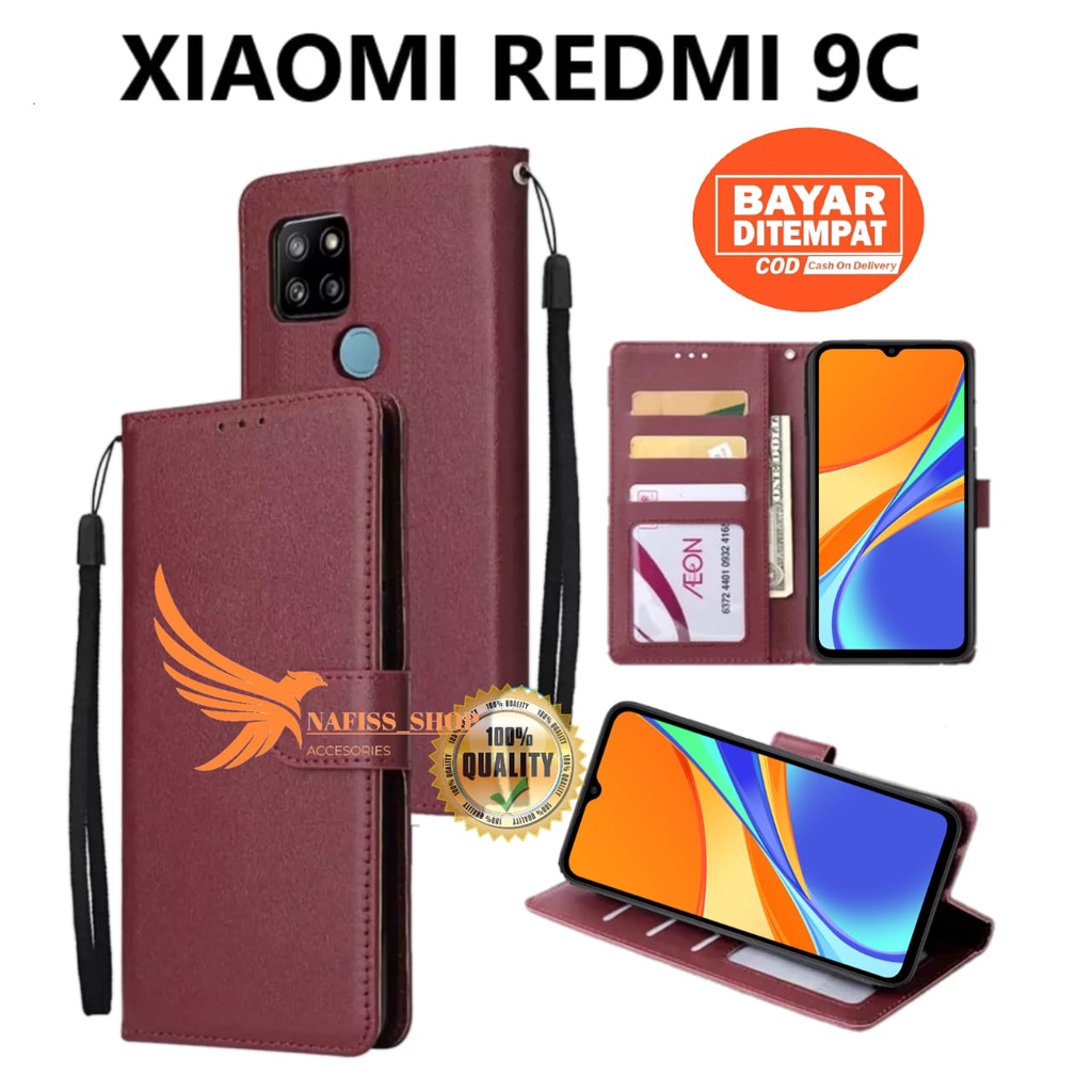 LEYAN Cover per Xiaomi Redmi 9C NFC/Xiaomi Redmi 9C, PU Pelle Cover TPU Flip Portafoglio Custodia con Carta Slot & Stand Funzione & Motivo Relief, Magnetico Protezione Case Cover, Oro Rosa