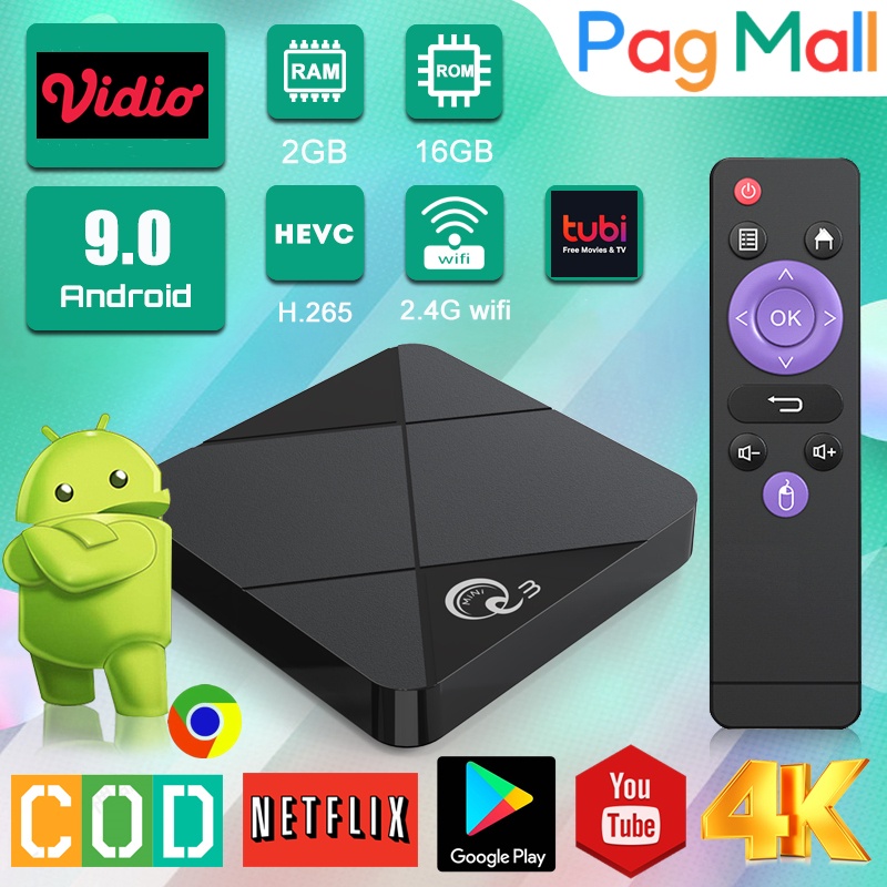 Jual STB 2G Ram 16G Rom MiniQ3 Android 9.0 Tv Box 2.4G Wifi 4K HD Smart ...