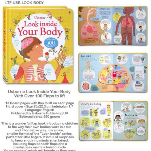 Jual Buku Import Anak Murah Usborne Look Inside Your Body With Over 100 ...