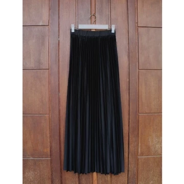 Rok Plisket Panjang Wanita Korean Style Premium Maxi Skirt Polos Jumbo Bahan Mongle Mayung Flare