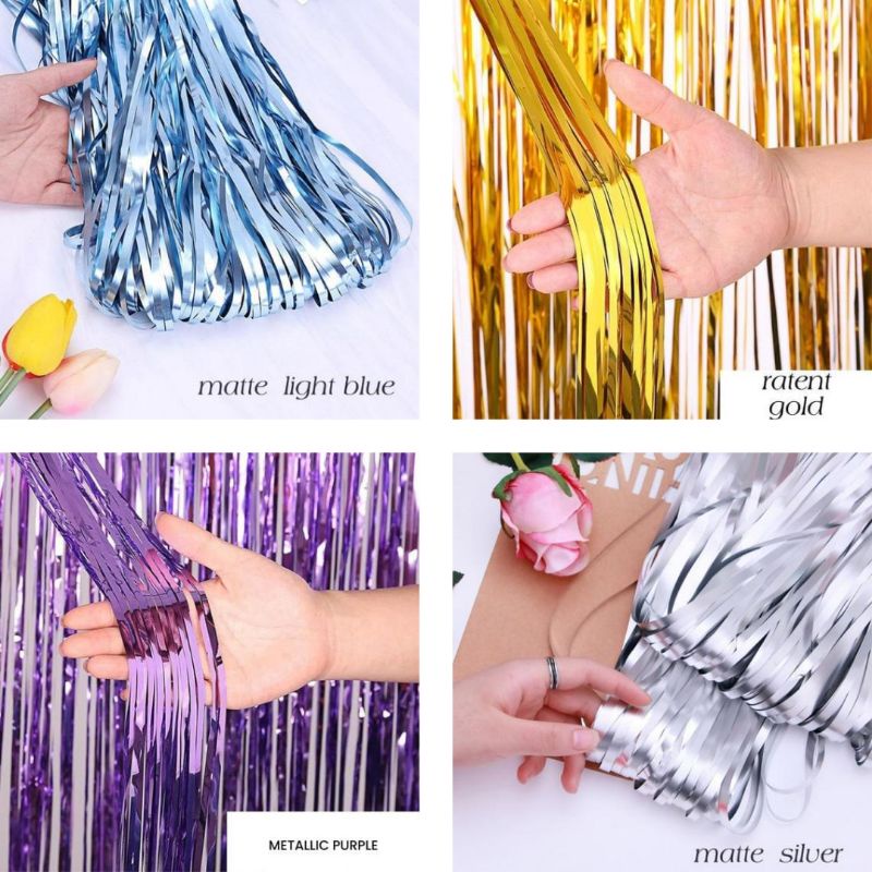 Jual Tirai Foil Metalik Backdrop Dekorasi Ulang Tahun Ukuran X Meter Shopee Indonesia