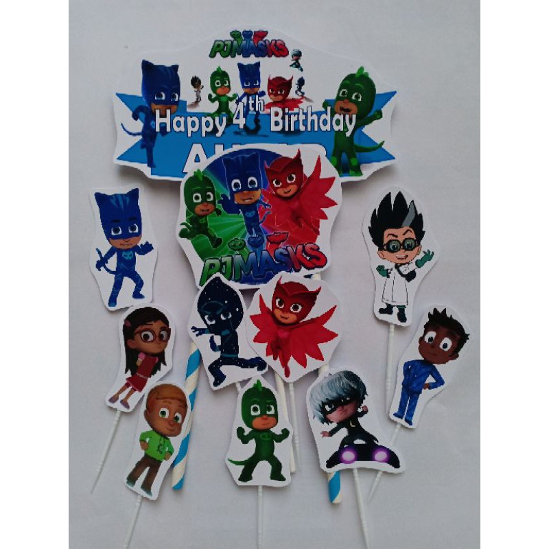 Jual TOPPER CAKE ULANG TAHUN GAMBAR PJMASK PJ MASK BISA REQUEST NAMA ...