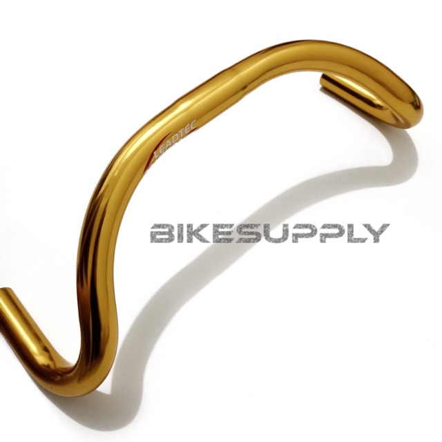 Jual Handlebar Stang Setir Sepeda Rise Trackbar dan Stem Leadtec Gold ...