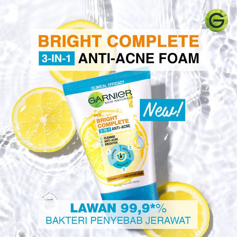 Jual Garnier Bright Complete 3 in 1 Anti Acne Face Wash 90 ml Shopee