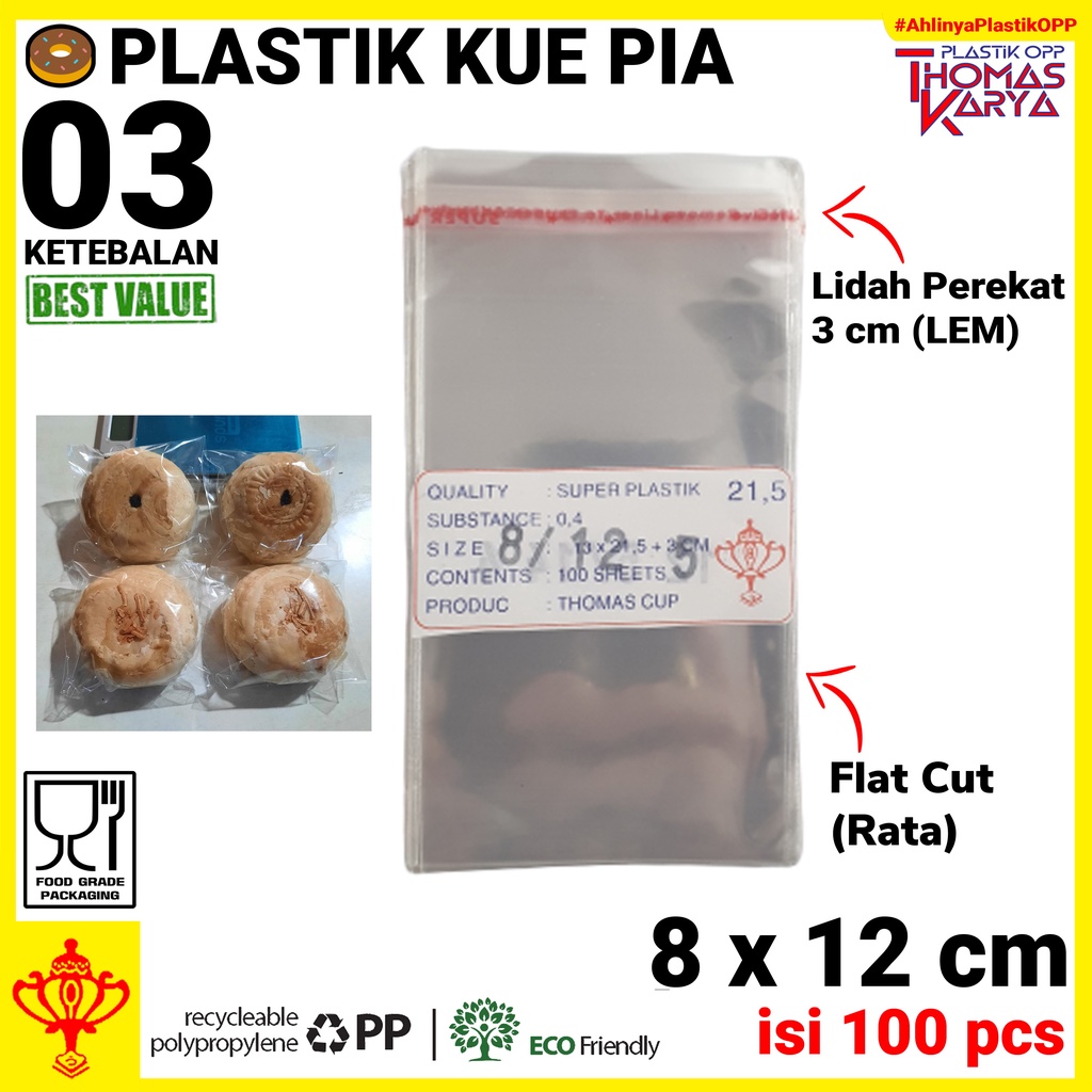 Jual Plastik OPP 8x12 Kantong Bening Kemasan Bapia Kertas A7 Roti Manis ...