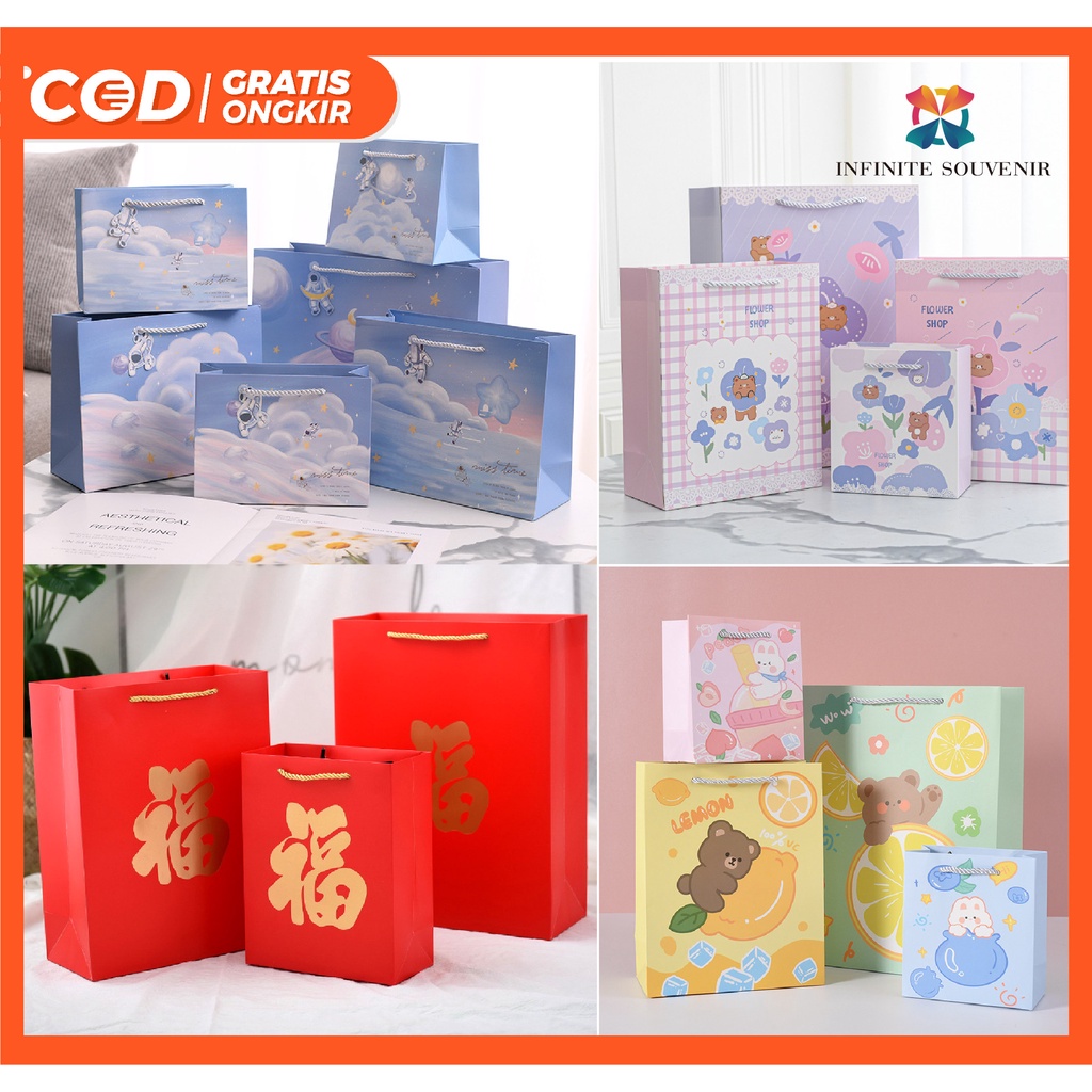 Jual (SALE!) PAPER BAG BERUANG / PAPER BAG KELINCI / PAPERBAG KARAKTER