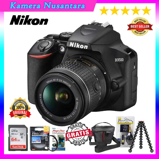 Jual NIKON D3500 KIT 18-55MM AF-P VR ORIGINAL / D3500 - PAKET LENGKAP ...