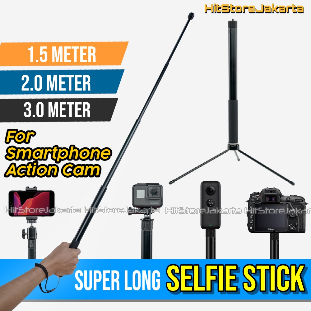 Jual 1.5 Meter Invisible Selfie Stick Insta360 Monopod Go Pro Tongsis