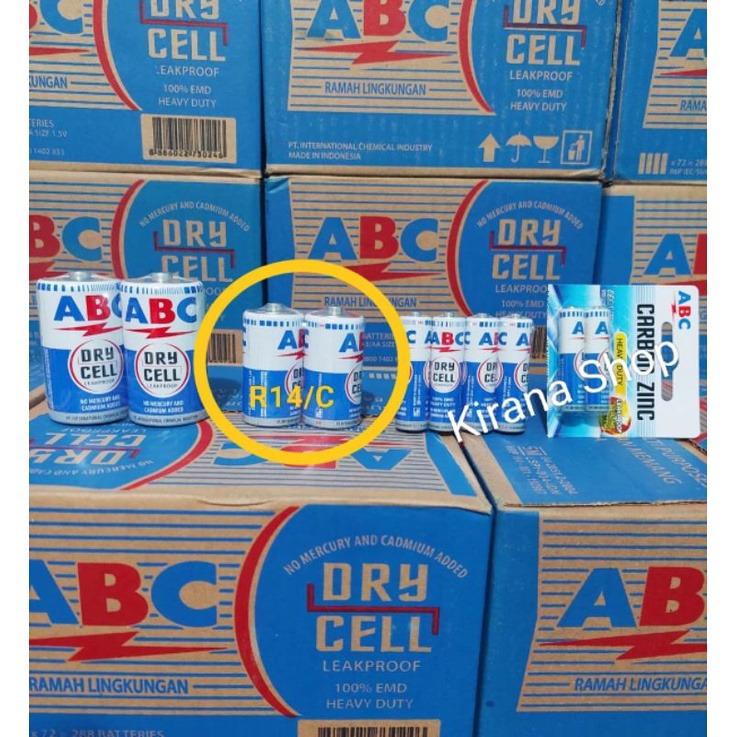 Jual BATERAI ABC BIRU R14 / C / TANGGUNG 1 BOX isi 24PCS | Shopee Indonesia