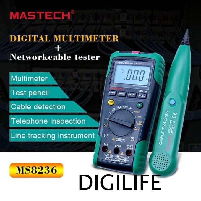 Jual MS8236 Mastech Multimeter LAN Cable Tracker Wire Network Tester