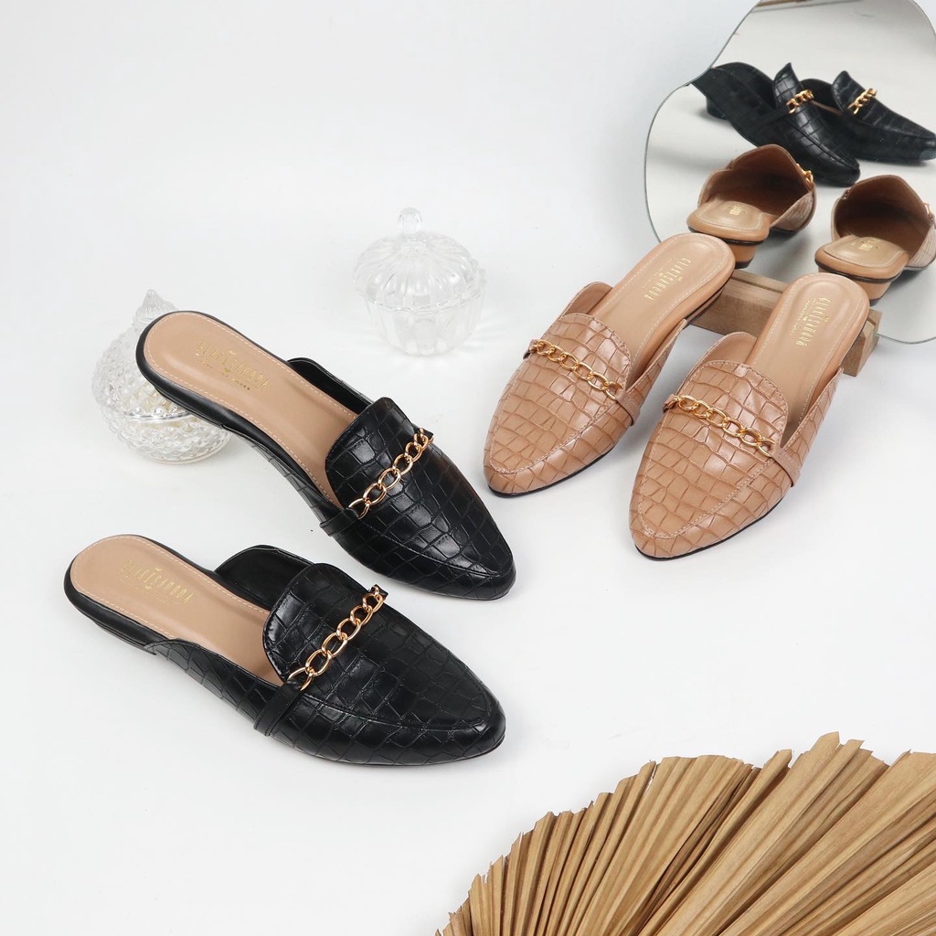 Jual GLARISAMODA Fanya Mules Heels 3cm Croco Shopee Indonesia