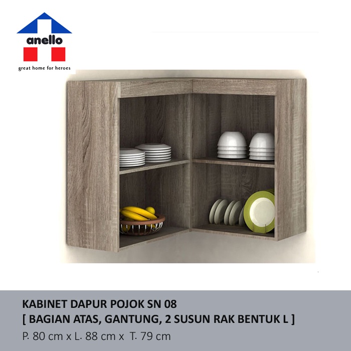 Jual LEMARI RAK DAPUR SUDUT BENTUK L WARNA KAYU OAK UKURAN 80 CM ...